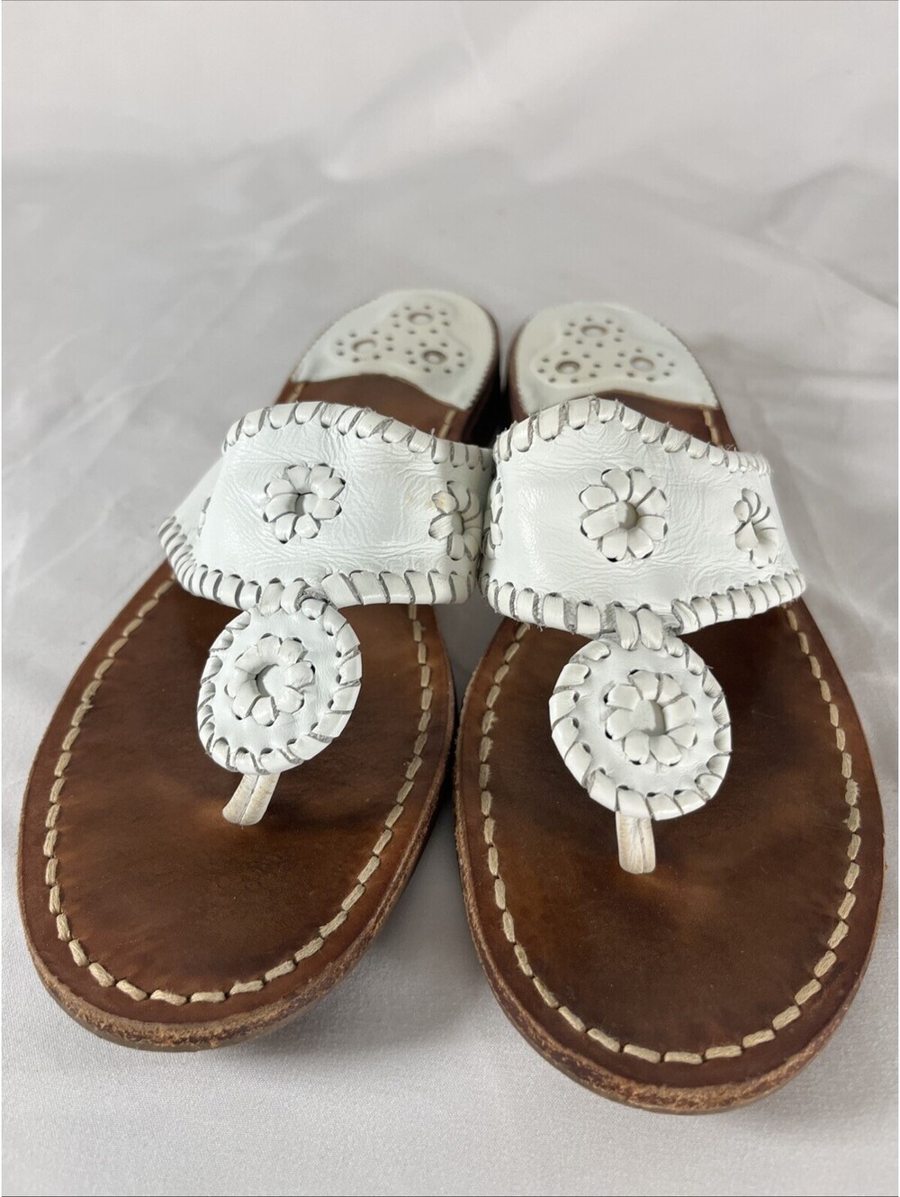 Jack Rogers White Leather Navajo Sandal Size 9M